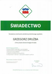 Certyfikat - RM Gastro - REDFOX